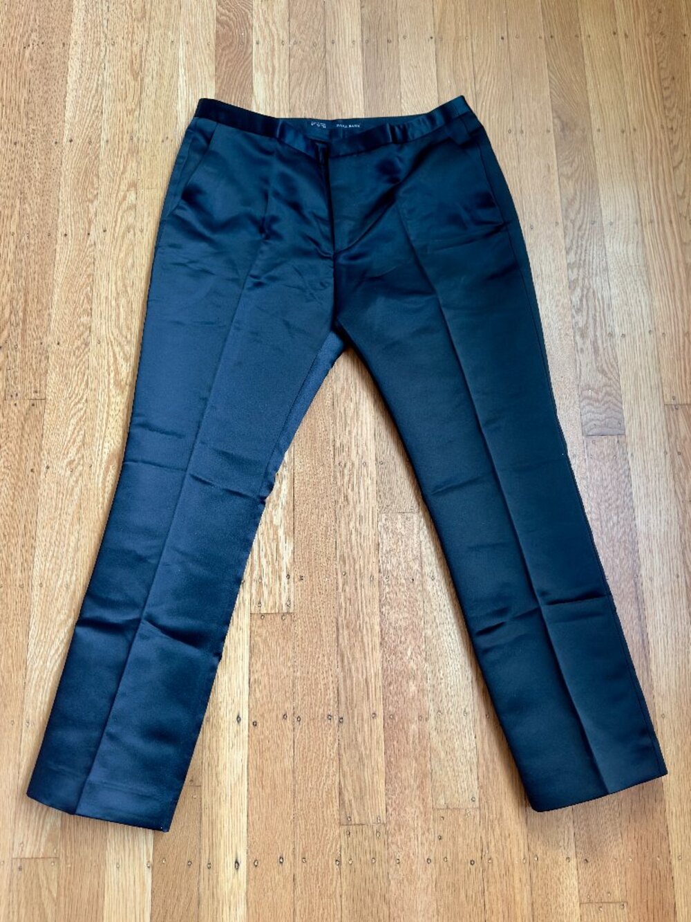 New Zara Basic Black Satin Women's Trouser - Petite Size Small